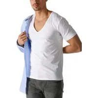 Mey Unterziehshirt Dry Cotton Functional Kurzarm, tiefem V-Ausschnitt, Single Jersey, mit extra-langem Rücken