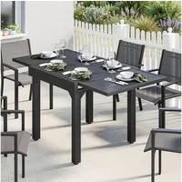 Outsunny Gartentisch mit Lamellenplatte (Balkontisch, 1-St., Aluminium Esstisch), für Garten, Terrasse Balkon Schwarz