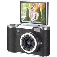 Athlix Fotokamera 8X Digitalzoom Vintage Vlog 180° mit Klappbildschirm Vollformat-Digitalkamera (1080 MP, 8x opt. Zoom, 180°-Selfie-Klappdisplay, Automatische Gesichtserkennung)