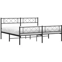 vidaXL Bett Metallbett ohne Matratze mit Fußteil Schwarz 180x200 cm