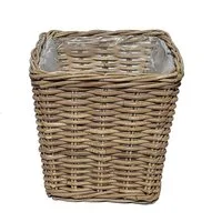 Casa Moro Flechtkorb Rattan Korb Turin mit Folie Blumenkorb Aufbewahrungskorb (Rattankorb Weidenkorb eckig, in drei Größen oder als Set), Naturkorb handgeflochten