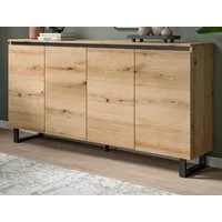Inn.Furn Sideboard Gelia (Kommode in Evoke Eiche mit Schwarz, 4-türig, 160 x 84 cm), 8 Fächer und Soft-Close-Funktion