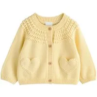 Next Strickjacke Baby Strickjacke mit Knopfleiste, Tasche und Herz (1-tlg)