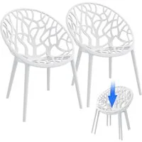 STEELSØN Gartenstuhl Quanta wetter- & UV-beständig, stapelbar (2er Set, weiß), Schalenstuhl outdoor geeignet, verfügbar als 2er, 4er & 6er Set