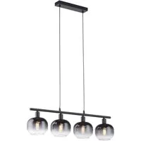 JUST LIGHT Pendelleuchte ZEA, mit Rauchgläsern und schwarzem Finish, ohne Leuchtmittel, mit vier E14-Fassungen