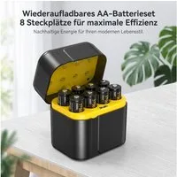 AIMAX AA Akku 8er Set 3700 mWh mit Ladegerät USB-C Batterie
