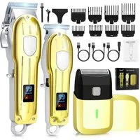 CkeyiN Pro Haar- und Bartschneider Haarschneidemaschine 3-in-1 Haarschneide set Elektrorasierer, Professionelle und Trimmer- Haarschneider Set für Herren, Kabelloses Friseur Haarschneidemaschine Profi mit LED-Display