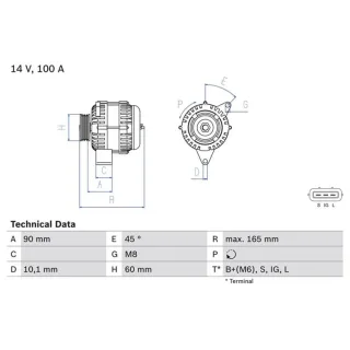 Bosch Lichtmaschine 100A Lexus Is 0986084390