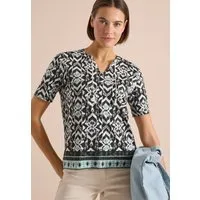 CECIL Print-Shirt mit geschlitztem Rundhalsausschnitt