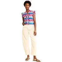 Love & Roses Kurzarmbluse Love & Roses gestreifte Bluse mit Flatterärmeln (1-tlg)