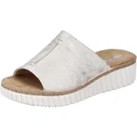 Rieker Pantolette, Keilabsatz, Sommerschuh, Schlappen mit Juterahmen an der Laufsohle