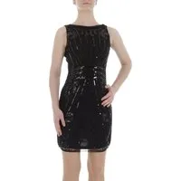 Ital-Design Partykleid Damen Party & Clubwear Pencil (86365288) Pailletten Glänzend Tüll Minikleid in Schwarz