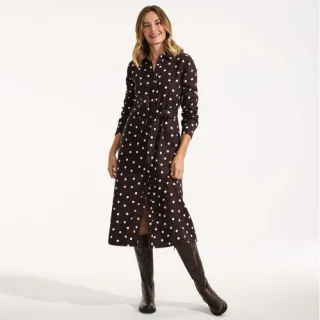 Premium Reinleinen-Midikleid, Damen,  Braun, by Lands' End