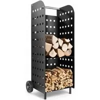 tectake Kaminholzregal Holzwagen, BxTxH:45,00x55,00x104,00 cm, aus Stahl