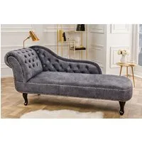 riess-ambiente Recamiere CHESTERFIELD 170cm grau / dunkelbraun, Einzelartikel 1 Teile, Wohnzimmer · Strukturstoff · Chesterfield