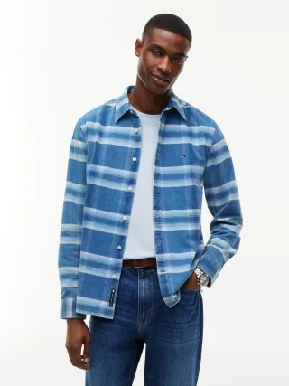 Tommy Jeans (PVH Group) - TJM REG PATTERN CORDUROY SHIRT Westside Blue Check - Gr. - L