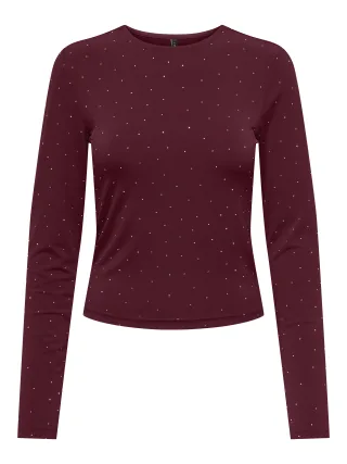 ONLY - ONLZITA L/S O-NECK TOP BF JRS Cabernet - Gr. - S