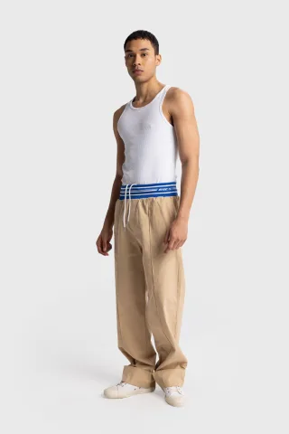Herren Baumwoll-Popeline Weitbeinige Strickhose