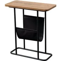 en.casa Beistelltisch, Bov Couchtisch mit Stauraum Schwarz/Walnuss-Optik