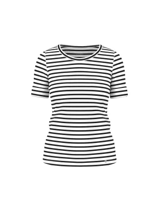 Marc Cain Additions - Ringel-T-Shirt aus Baumwoll-Ripp white and black - Gr. - 40