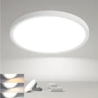 ZMH LED Deckenleuchte Whonzimmer ∅18CM Schwarz/Weiß Schlafzimmerlampe 15W für Küche Flur, Augenschutz, Einfache Installtion, LED fest integriert, 3000/4000/6500K, Dimmbar Flach Deckenlampe