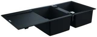 GROHE Kompositspüle K500 31647 2 Becken 1160x500mm mit ATF re/li granit schwarz, 31647AP0 31647AP0