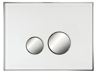 Neuesbad Betätigungsplatte mit runden Tasten, Glas, Farbe: Weiss, Tasten: chrom glanz NB115788115-R-W-glanz