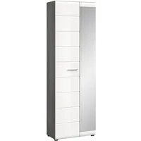 xonox.home Garderobenschrank Weiß Hochglanz Rauchsilber Melamin 60x192x37 cm