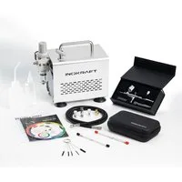 InoKraft Airbrushpistole InoKraft Airbrush-Set mit, max. 34 bar, 22 l/min, Airbrush-Komplettset, Komplettes Airbrush-Starterset für Anfänger und Fortgeschrittene, Leiser 47-dB-Kompressor, 3 Düsen und leichte Reinigung für Einsteiger