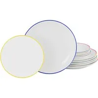 OTTO home Tafelservice Alff (12-tlg), 6 Personen, Porzellan, Teller Set, Geschirr-Set, harmonische, trendige Coupeform