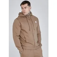 Siksilk Hoodie SikSilk Herren Brauner Essentials Full Zip Kapuzenpullover