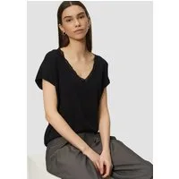QS Kurzarmshirt T-Shirt Modalmix-Shirt mit Spitzenblende