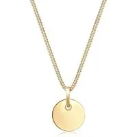 Elli Kette mit Anhänger Panzerkette mit Kreis Rund Plättchen 925 Silber