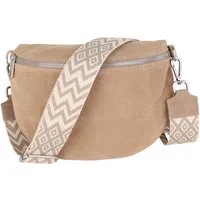 MIRROSI Bauchtasche Damen,Wildleder, Made in Italy,Umhängetasche, Brusttasche (Schultertasche für jeden Anlass (1 Tasche & 1 oder 2 Gurte), 26x20x8 cm, Reißverschlussfach auf der Rückseite), Crossbody Bag, gemusterten& verstellbaren Schulterriemen