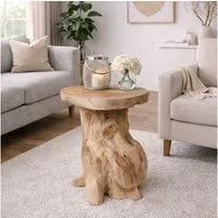 LebensWohnArt Beistelltisch Massiver Beistelltisch FUNGO 40cm Teakholz
