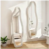 zebery Ganzkörperspiegel Standspiegel Asymmetrisch stehend & hängend (Set, 1-St), Samt Rahmen,Schwarz,140x45cm