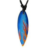 viva-adorno Kette mit Anhänger Halskette Surfbrett Holz Surferkette Surfer verschiedene Designs, Wellen Hawaii Blume Hibiskus Flammen Yolo Holzkette