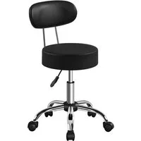 Yaheetech Drehhocker 75,5 cm – 85 cm Höhenverstellbarer Barstuhl, Arbeitshocker mit 360° Drehbarer Sitzfläche & Rückenlehne