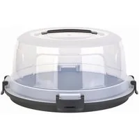 Engelland Kuchentransportbox mit Griff, Deckel und 4-fach Klick-Verschluss, rund, Kunststoff, (36,50 cm x H 17,50 cm, BPA-frei), spülmaschinengeeignet, lebensmittelecht, Stückeinteilungshilfe