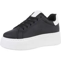 Ital-Design Damen Low-Top Freizeit Sneaker (87531720) Keilabsatz/Wedge Sneakers Low in Schwarz