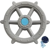 Loggyland Spielturm-Erweiterung Steuerrad Schiff Lenkrad Piratenlenkrad Ø 48 cm, (incl. Befestigungsmaterial), macht beim Drehen leise "Klick, Klick, Klick"