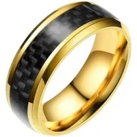 Taffstyle Fingerring Herren Damen Edelstahl Ring Facettenschliff Carbon Inlay schräge Kante (Markanter Edelstahlring mit Carbon Inlay und Glanzoptik 8mm)