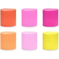 partydeco Papierdekoration, Krepppapier Rollen 5cm x 10m 6er Set Gelb / Orange / Rosa