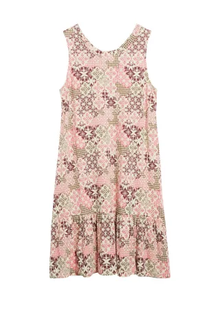 s.Oliver Red Label - Kleid mit Volantsaum rot/beige - Gr. - 40