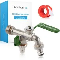 Bächlein Auslaufventil Doppel-Wasserhahn für den Garten