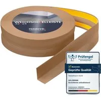 HOLZBRINK Sockelleiste PVC Weichsockelleiste selbstklebend 32x23mm Eiche Hell, L: 500 cm, 5m Rolle, Küchenabschlussleiste Arbeitsplatte, Fensterleiste, Fensterabdichtung