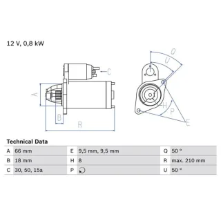 Bosch Anlasser 0,8 kW Suzuki Lj80 Samurai Sj410