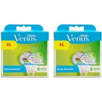 Gillette Venus Rasierklingen Extra Smooth, 2-tlg., Vorteilspack: 16 Venus Extra Smooth Klingen mit Gleitstreifen