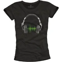 MAKAYA T-Shirt Damen Kurzarm mit Aufdruck Musik Band Kopfhörer