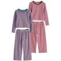 Next Pyjama Schlafanzüge mit weitem Bein & Streifen, 2er-Pack (4 tlg)